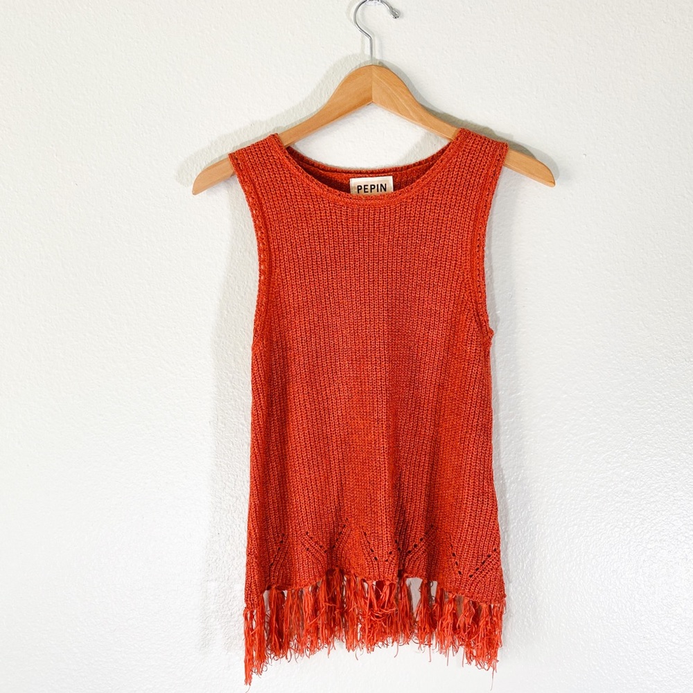 Pepin crochet frayed sleeveless blouse